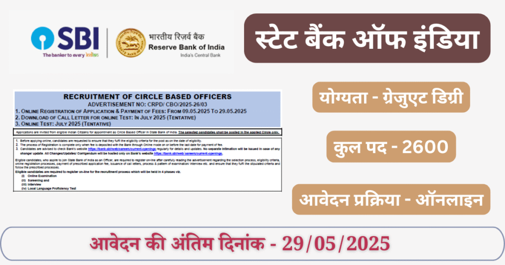 SBI CBO Recruitment 2025 - Vacancy Notification